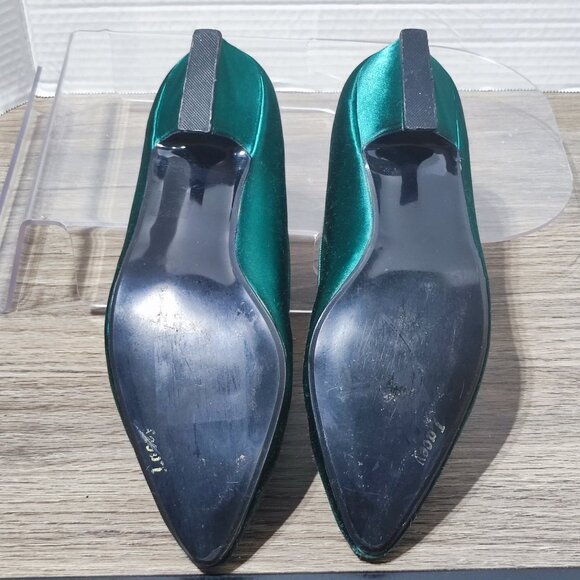 Sophia Lacey Low Heel Pumps Sz 7 Green Pointed Toe Comfort Dressy Career Heels - Picture 11 of 13